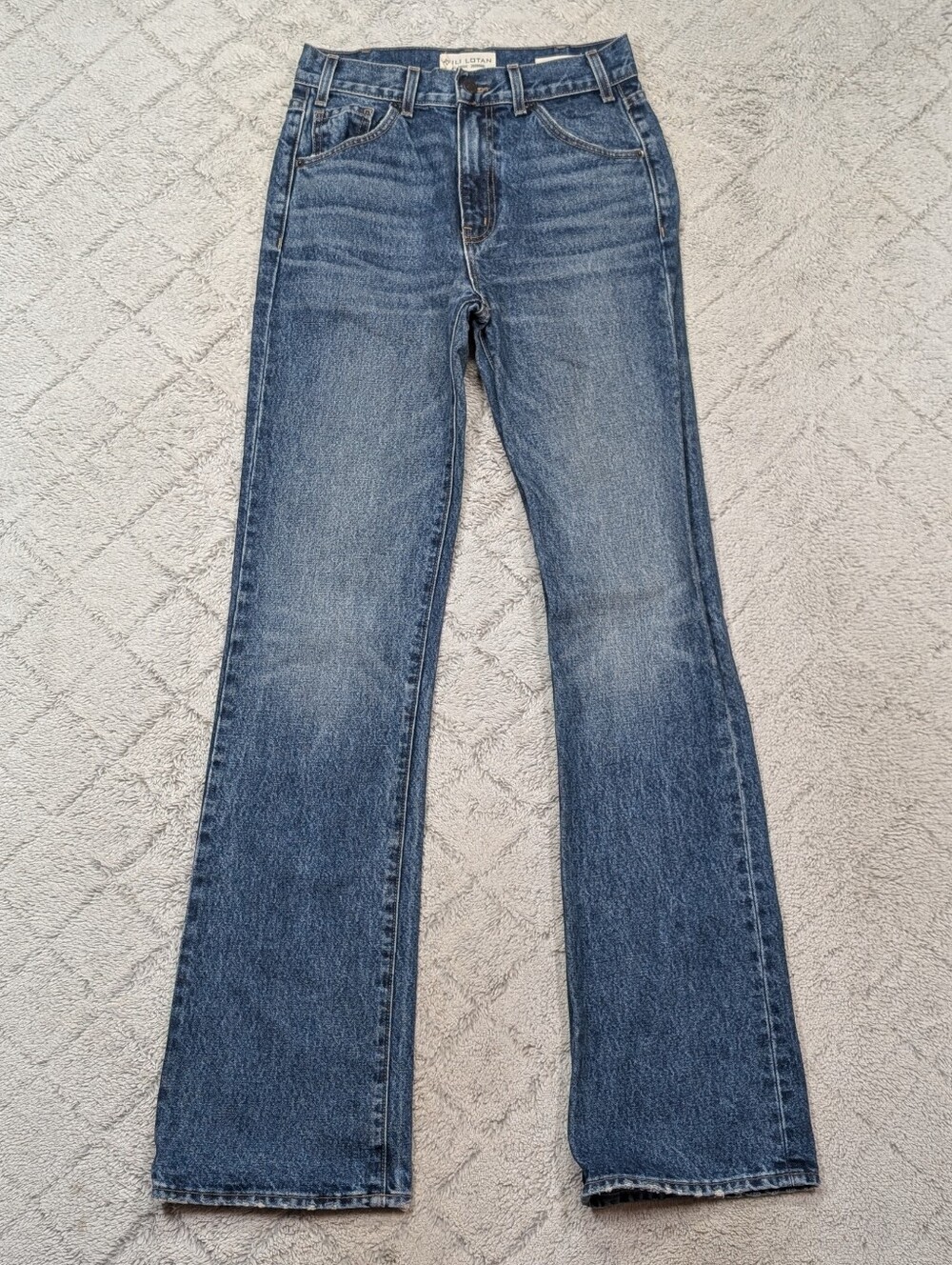 Nili Lotan Jeans Womens 25 Blue Ocean Wash Joan High Rise Straight Cotton Denim